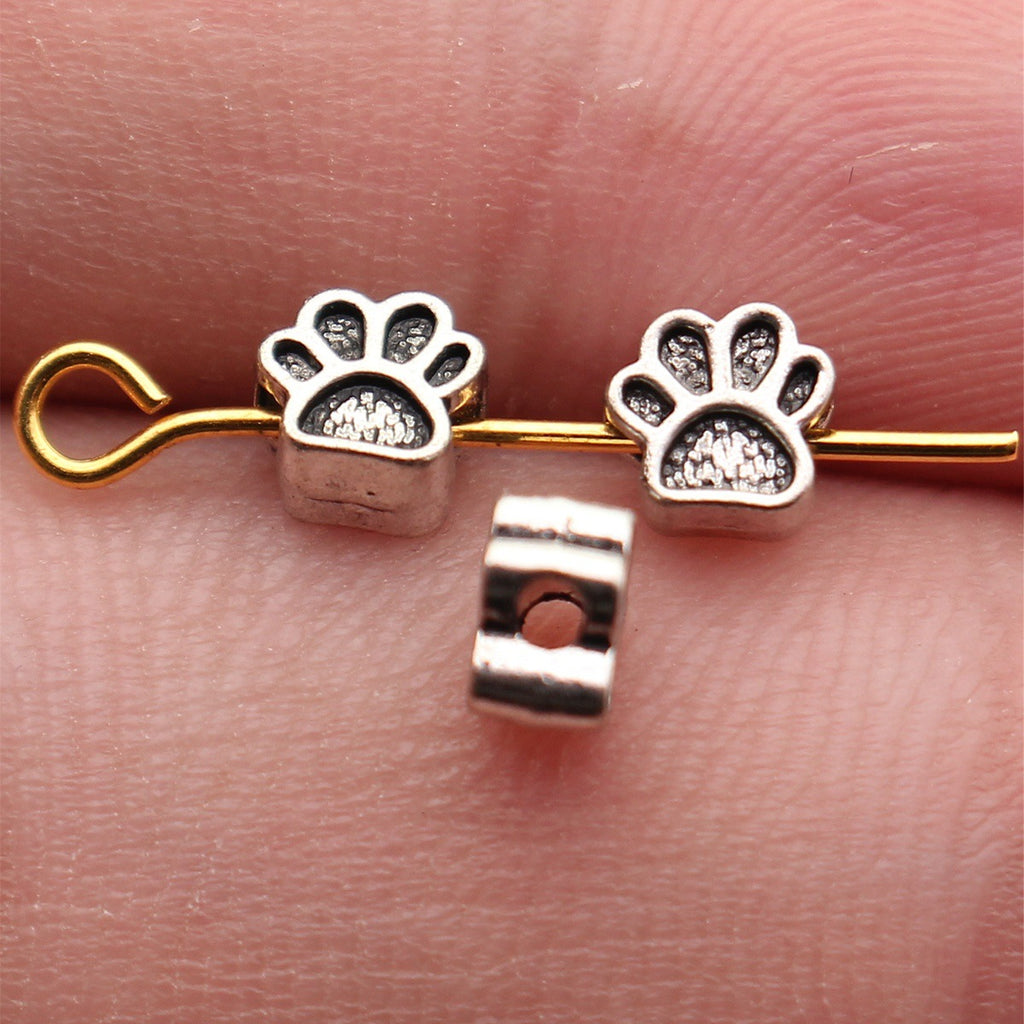 5.3x5x3mm 0.27g Multicolor Zinc Alloy Dog Paw Loose Metal Beads for Bracelet Necklace Jewelry Making