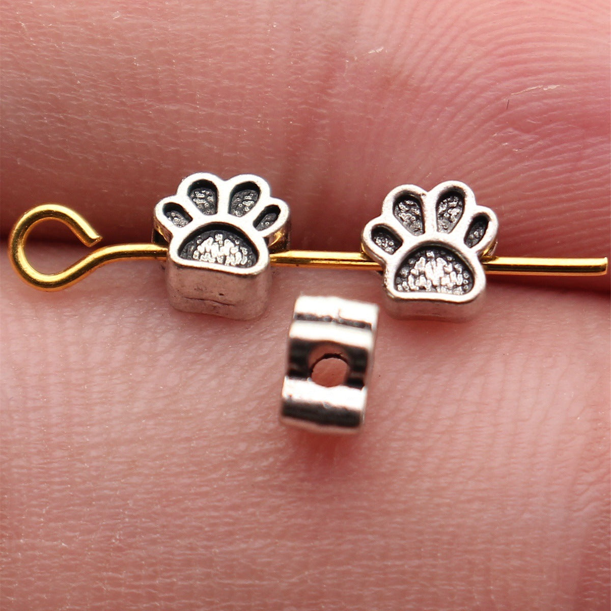 5.3x5x3mm 0.27g Multicolor Zinc Alloy Dog Paw Loose Metal Beads for Bracelet Necklace Jewelry Making
