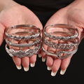Stainless Steel Zircon Clasp Bangles Twist Lattice Chain Styles view 4