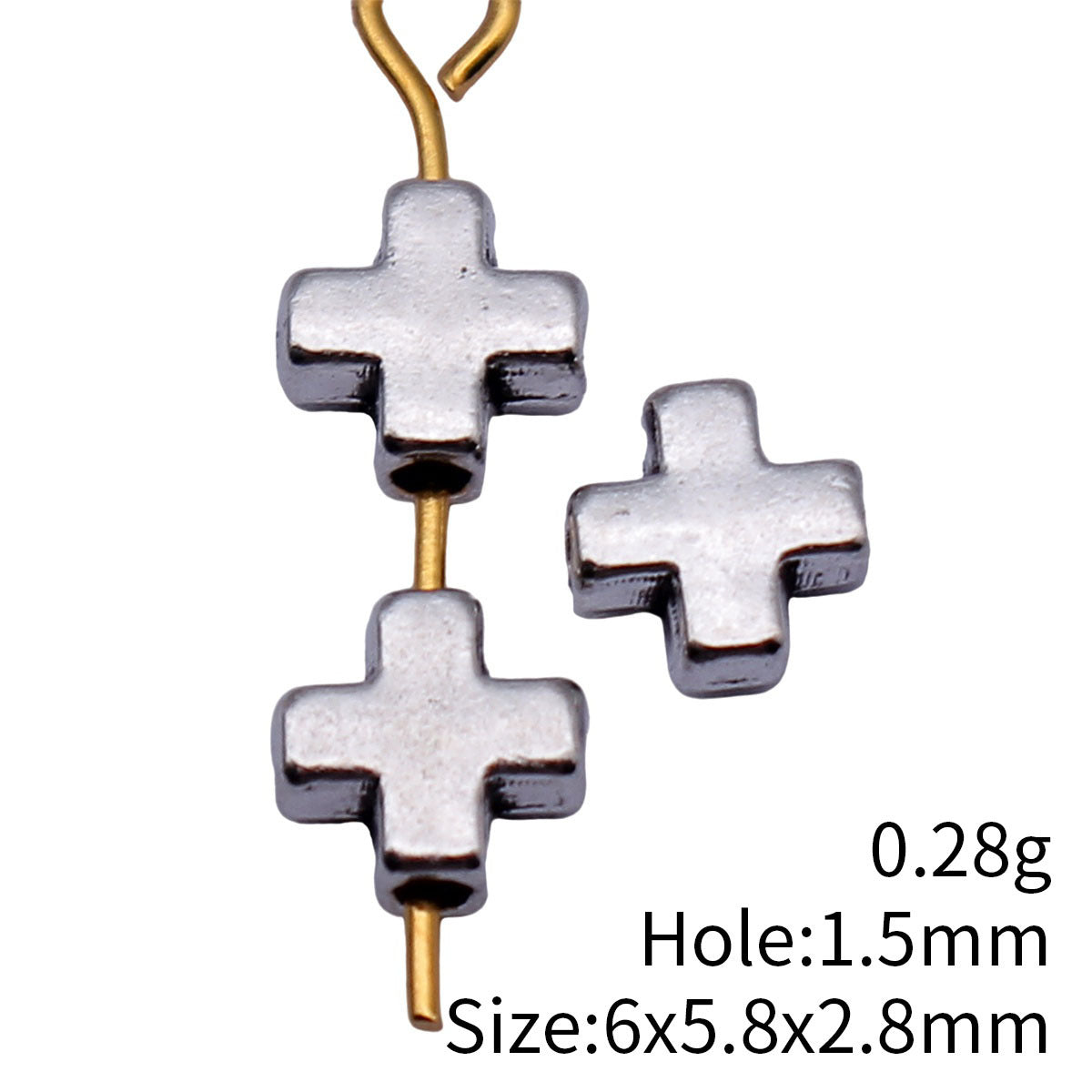 6x5.8x2.8mm 0.28g Multicolor Zinc Alloy Cross Loose Metal Beads with Small Hole for Bracelet Necklace Making