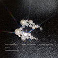 Silver Tone Mixed Pearl Clear Stone Cluster Drop Earrings view 2