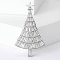 Baguette Rhinestone Christmas Tree Brooch Star Top Pin view 6