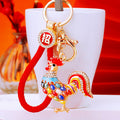 Jeweled Zodiac Rooster Keychains in Plain and Fortune Cord Options view 7
