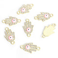 Rhinestone Hamsa Hand Evil Eye Connectors in 12 Styles view 11