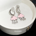 Pink Cloud Crystal Tassel Clip On Earrings With Polished Metal Details view 4