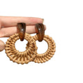 Woven Rattan Statement Earrings in Four Geometric Styles view 5