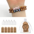 Wood Bead Stretch Bracelet Cross Heart Accent Beads view 1