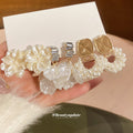 Gold Cream Flower Pearl Six Piece Stud Earring Set view 1