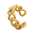 Chunky Curb Chain Link Open Ring Gold Steel Size Six view 5