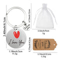 Silver Round Red Heart I Love You Message Keychain view 2
