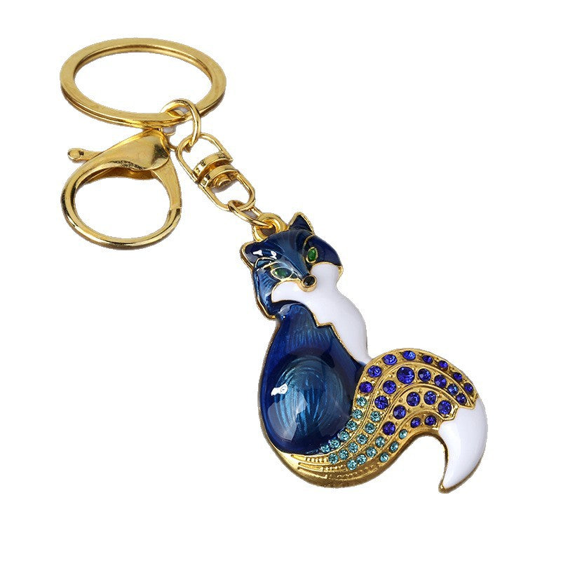 Cute Enamel Fox Alloy Keychain Bag Charm Gift Accessory