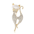 Long Crystal Cat Brooch With Faceted Crystals And Polished Metal Details view 5