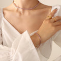 Gold Oval Zircon Tennis Bracelet and Choker Necklace Styles view 9