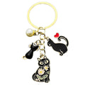 Black Cat Heart and Faux Pearl Enamel Charm Keychain view 5