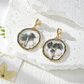 Irregular Gold Frame Dried Flower Resin Earrings Heart Posts view 3