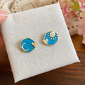 Enamel Sun and Moon Mismatched Stud Earrings in Three Colors view 8