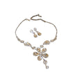 Silver Tone Large Flower Clear Crystal Necklace And Earring Set view 5