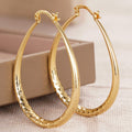 Gold Large Textured Hoop Earrings Five Styles Metal Alloy view 1