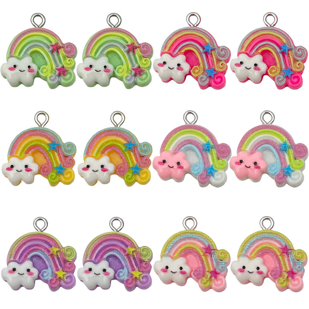 Resin Rainbow Cloud Star Charm Pendant for Necklace Earrings DIY Jewelry