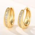 Gold Tone Teardrop U-Shape Hoop Earrings with Clear Line view 3