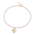 Faux Pearl Choker Necklace with Gold Tone Heart Pendant view 1