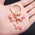 Three Pink Butterfly Cluster Keychain with Metal Hardware view 4
