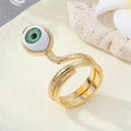 Gold Tone Eyeball Snake Wrap Adjustable Rings in Three Iris Colors view 2