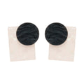 Wood and Shell Look Geometric Drop Earrings Statement Jewelry view 5