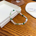 Green Clear White Mixed Bead Stretch Bracelet Cube view 2