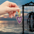 Purple Leopard Love You Heart Lobster Clasp Keychain view 3