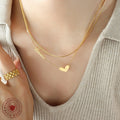 Double Layer Love Script Heart Pendant Necklace Set view 3
