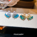 Blue Crystal Swan Stud Earrings in Two Metal Tones view 1