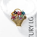 Black Gold Tone Flower Basket Metal Brooch Pin for Jackets and Lapels view 5