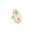Gold Tone Long Oval Pressed Flower Statement Rings in Three Colors view 4