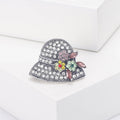Crystal Cloche Hat Brooch with Floral Trim in Four Colors view 4