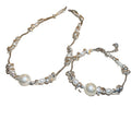 Silver Tone Irregular Pearl Necklace And Bracelet Jewelry Set view 5