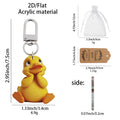 Acrylic Thinking Yellow Duck Keychain Silver Clasp Flat view 2