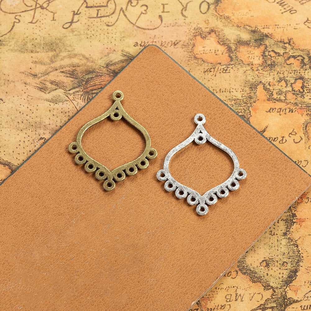 37x30mm Hollow Alloy Multi-Hole Earring Connector Pendant