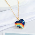 Gold Tone Rainbow Heart Pendant Necklaces in Seven Colors view 8