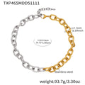 Chunky Oval Curb Chain Necklace Bracelet Gold Steel Two-Tone view 7