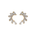 Gold-Tone Baguette CZ C-Curve Climber Stud Earrings Pair view 5