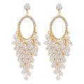Gold Hoop Stud Earrings With Pearl Grape Cascades Statement Pair view 5