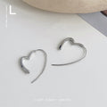 Silver-Tone Smooth Open Heart Outline Hoop Earrings view 1