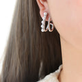 J Shape Pearl Rhinestone Dual Curve Earrings Gold Steel view 9