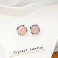 Pink Jelly Cabochon Square Stud Earrings Silver Frame view 3