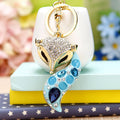 Jeweled Fox Keychain with Pink and Aqua Cabochon Tail view 3