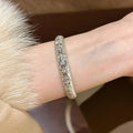 Silver Floral Filigree Rhinestone Open Cuff Bracelet view 3