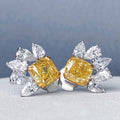 Yellow Cushion Center Clear Pear Accent Stud Earrings view 2