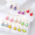 Gold Tone Faceted Iridescent Teardrop Crystal Hook Earrings in Nine Colors view 1