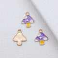 Gold Tone Spotted Mushroom Enamel Charms in Red and Purple view 3